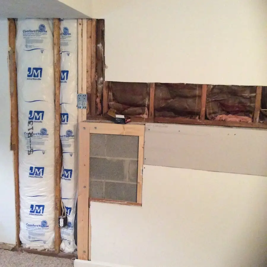 Wall insulation replacement during Basement Flood Cleanup in Layhill